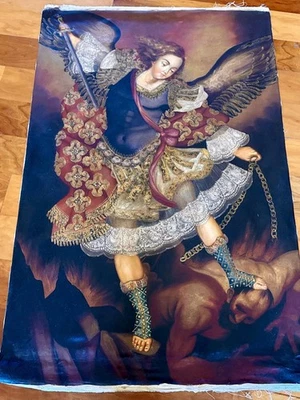 Arcanjo Andino São Miguel - Pintura em Tela Escola de Arte de Cusco Original - Imagem 1 de 4