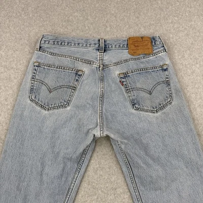 Vintage Levis Jeans Mens 33x28 Light Wash 501 Distressed Worn Straight Leg USA - Image 1 of 4