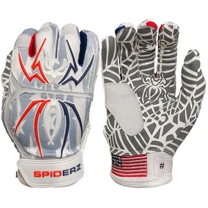 Spiderz Hybrid Custom Baseball/Softball Batting Gloves - USA Platinum - XL - Picture 1 of 1