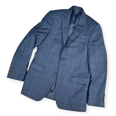 Ralph Lauren Slim Fit Blazer Mens Blue Plaid Wool Suit Jacket 38R - Image 1 of 4
