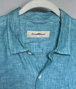 Tommy Bahama Herren Large Blau 100% Leinen Langarm Knopfleiste Relaxed Tropical - Bild 1 von 15