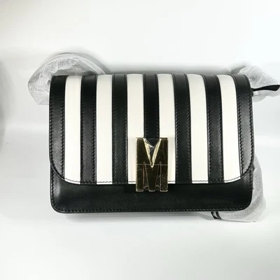 New Moschino Leather Striped Calfskin Leather M Crossbody Bag $1230 - Image 1 of 4