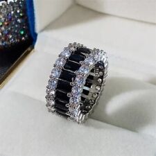2Ct Emerald Lab Created Diamond Eternity Band Ring 14K White Gold Plated Silver