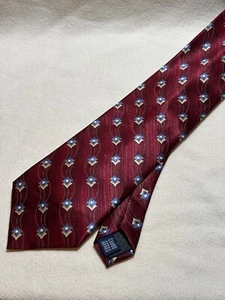 Meeting Street Men’s 100% Silk Tie Red Blue Gold Geometric Pattern 4” x 59” - Picture 1 of 6