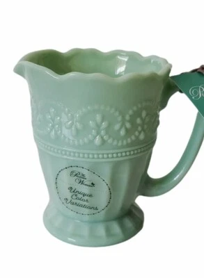 The Pioneer Woman Pitcher Creamer Mini Green Glass Style 2019 Kitchen Dining NEW - Image 1 of 4