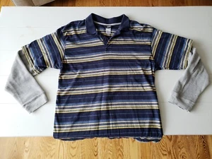 Lee Young Men's Boy's Blue Striped Gray Long Sleeve Collar Neck Shirt size XL - Picture 1 of 3