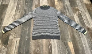 Suéter Pullover Peck & Peck Talla M 2 Capas 100% Gris Cachemira Rayas Cuello Simulado - Imagen 1 de 6