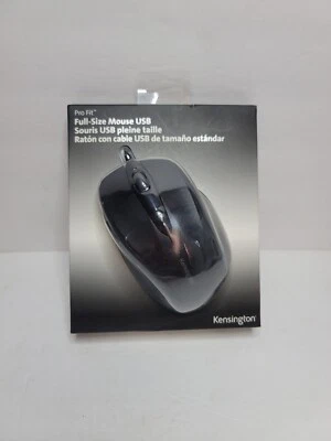 Kensington® Pro Fit Wired Full-Size Mouse, USB, Right, Black 085896723691 NEW - Image 1 of 4