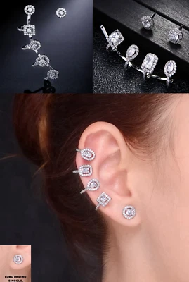 Orecchini ear cuf punto luce piercing princess solitario Chic brillantino luxury - Immagine 1 di 4