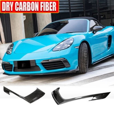 Cubierta de aletas de ventilación de aire antiniebla delanteras de carbono seco para Porsche 718 Boxster Cayman 16-19 Foto 1 de 4