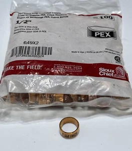 Bag of 100 Sioux Chief PEX Crimp Ring 1/2” Annealed Copper 649x2 USA SDR 9 PEX - Picture 1 of 6