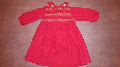 Adorable Vestido Rojo JACADI 12 Mes / 1 Año Mangas Largas Muy Buen Estado - Imagen 1 de 2