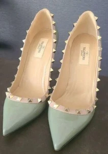VALENTINO GARAVANI Rockstud Pumps Stiletto heels Blue Size EU38.5 US8.5 used - Picture 1 of 11