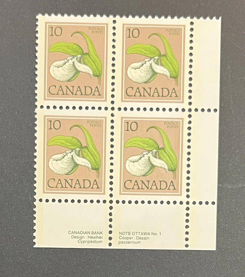 CANADA #711 Lady’s Slipper. Definitive. MNH LR Block Of 4. - Image 1 of 1
