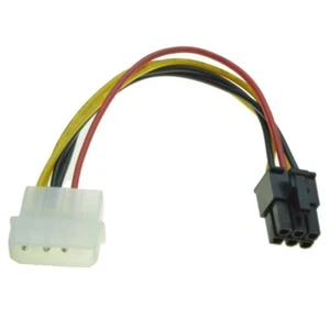 4 Pin Molex to 6 Pin PCI-Express PCIE Video Card Power Converter Adapter Cable - Picture 1 of 3