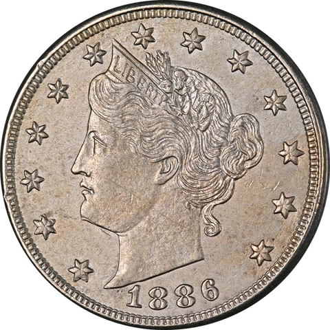 1886 Liberty V Nickel Choice AU/BU Key Date Great Eye Appeal Strong Strike Cover