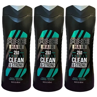 3 Pack Axe Apollo 2 in 1 Shampoo Conditioner Clean & Strong 16 oz Cedarwood Sage - Image 1 of 4
