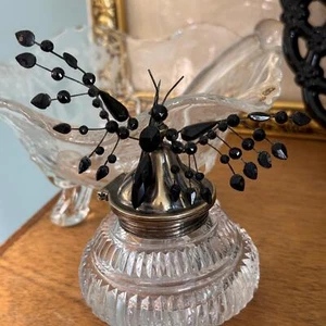 Victorian Mourning Jewelry French Jet Butterfly Pin - Picture 1 of 5