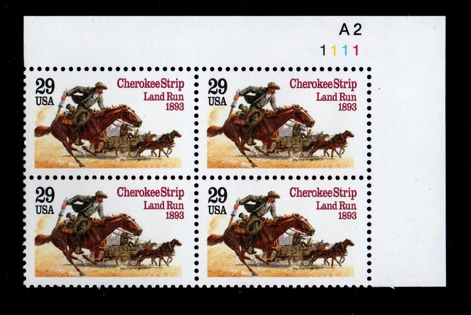 ALLY'S STAMPS US Plate Block Scott #2754 29c Cherokee Strip [4] MNH [STK] - Image 1 of 1