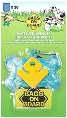 Bolsas a bordo Bolsa de residuos para perros Dispensador de huesos con 30 bolsas de recarga, TURQUESA Foto 1 de 4