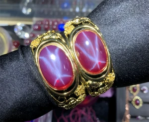 High Quality AAAA+ Star Ruby Bangle Lab-Created AAAA+ Star Ruby Watch Bangle - Picture 1 of 6