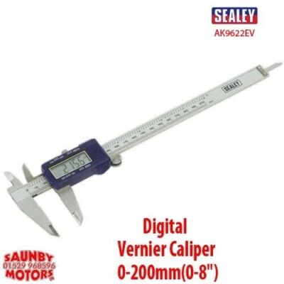 Sealey AK9622EVDigital Vernier Caliper 0-200mm(0-8") LCD Display Metric/Imperial - Image 1 of 3