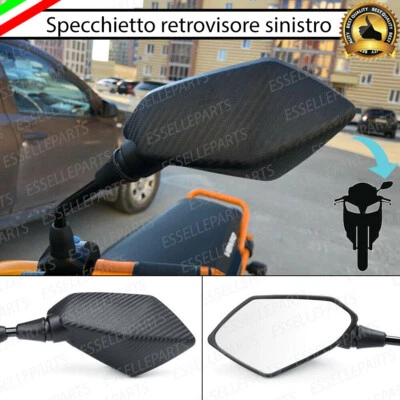 ESSELLEPARTS SPECCHIETTO RETROVISORE SCOOTER CARBON LOOK M8 / M10 SINISTRO PLUG AND PLAY