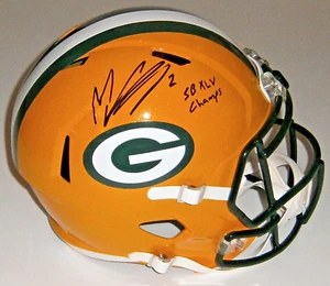 Casco de velocidad tamaño completo firmado por Mason Crosby de PACKERS con SB XLV Champs certificado de autenticidad JSA AUTO - Imagen 1 de 2