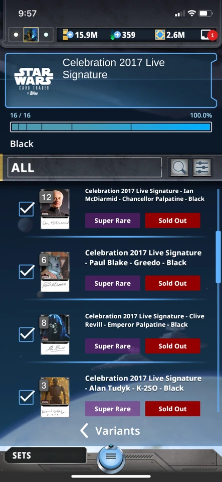 Topps Star Wars Digital Card Trader Platinum 2017 Inserts - Image 1 of 1