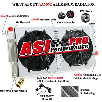 for 1994-2002 Dodge Ram 2500 3500,5.9L Cummins 4Row Aluminum Radiator Shroud fan - Imagem 1 de 4