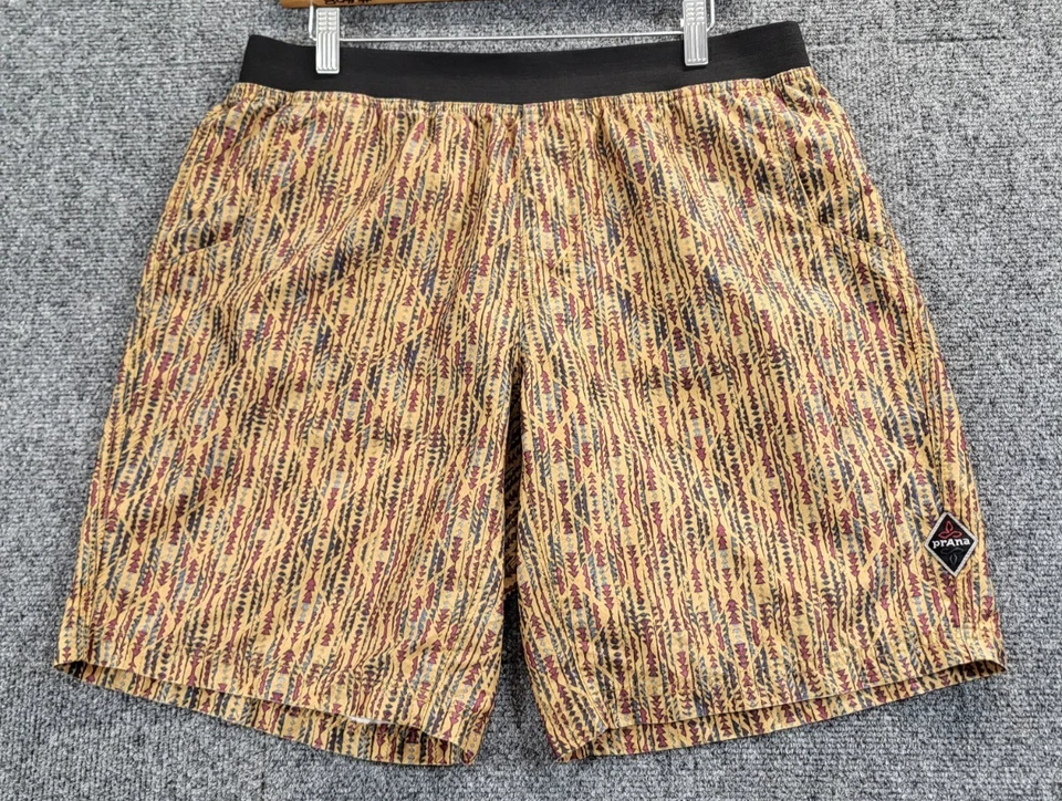 Pantalones Cortos PrAna Mojo Hombres 32 Multi Geométricos 10"" Cintura Elástica Ligera Poli Foto 1 de 4