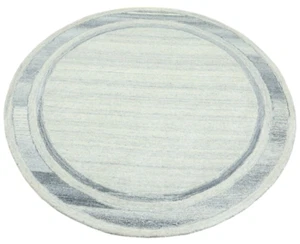 Round Beige Gray Carpet 100% Wool 150x150 cm Handmade Hand-tufted T949 - Picture 1 of 5