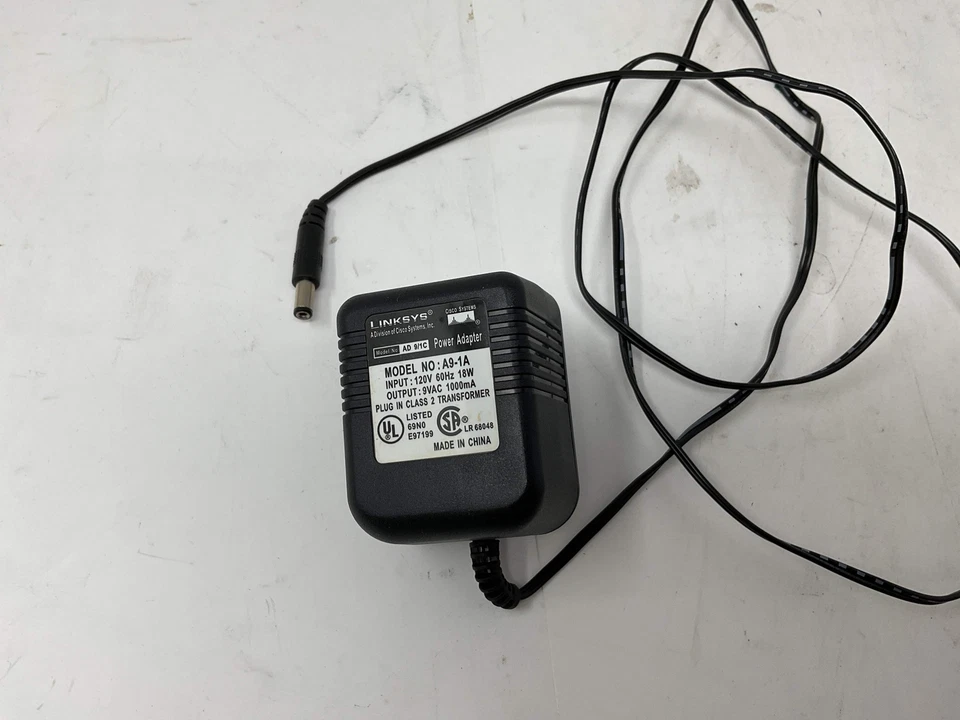ADAPTADOR DE CORRIENTE LINKSYS A9-1A 9VAC 1000MA -USADO Foto 1 de 2