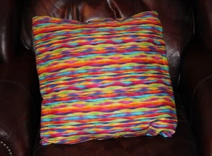 Almohadas cuadradas Boho Funky Y2K multicolor rayas pequeñas 16x16 - Imagen 1 de 6