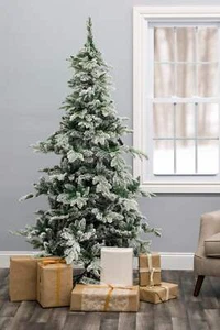 Snow Flocked Alpine Fir Christmas Tree - Picture 1 of 7