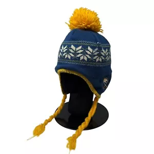 Buffalo Sabres CCM Pro OK'd Beanie Hat Cap Ear Flaps Pom Pom Braids NHL Hockey - Picture 1 of 11