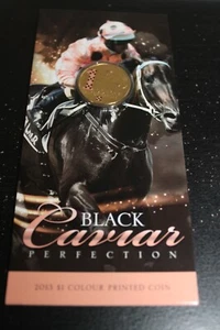2013 BLACK CAVIAR PERFECTION $1 UNC COLOUR RAM COIN CARD - FREE AU POST - Picture 1 of 2