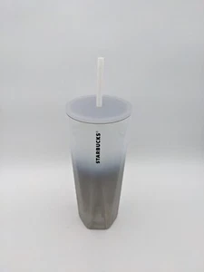 Starbucks 2021 Holiday Geometric White Ombre 24oz Stainless Steel Tumbler  - Picture 1 of 10