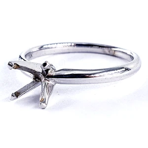 *NEW* 10K White Gold 4-Prong Solitaire Ring Setting Size 7 Engagement Princess - Picture 1 of 8