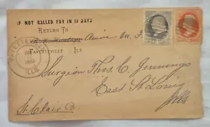 1879 US SC #182-183 stamps on Cover, 1883 Fayetteville, Ills. - Picture 1 of 3