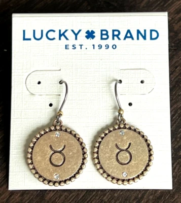 Lucky Brand латунные позолоченные серьги с кристаллами Телец. - Изображение 1 из 2