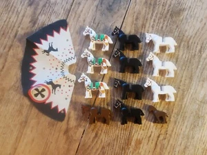 Lot of 12 Vintage LEGO Horses from the Western Theme Brown, Black, White Teepee - Picture 1 of 7