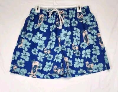 Men's Southern Proper Tropical Blue Floral Print Swimming Trunks Size Large M - Image 1 of 4