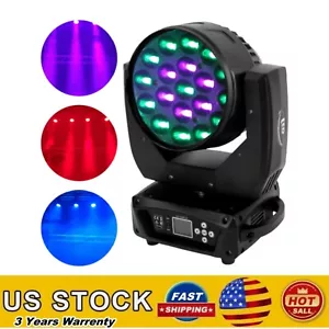 RGBW 19x15W Zoom Moving Head Stage Light LED DMX512 Wash Light Wedding DJs Party - Picture 1 of 23