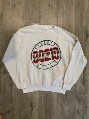Sudadera Vintage 90210 Blanca Beverly Hills Cuello Redondo Foto 1 de 4