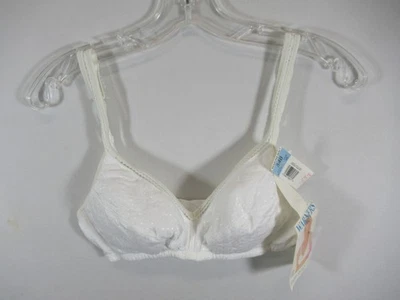 НОВЫЙ винтажный 90-х Warners яркий блеск хлопок бюстгальтер 34B белый беспроводной Swiss Dot - Изображение 1 из 4