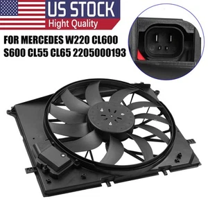 Engine Radiator Cooling Fan Assembly Fits Mercedes-Benz C215 W220 R230 S500 S600 - Picture 1 of 8