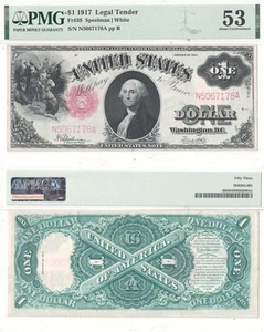 1917 $1 Legal Tender Note Fr-39 PMG AU-53 - Picture 1 of 1