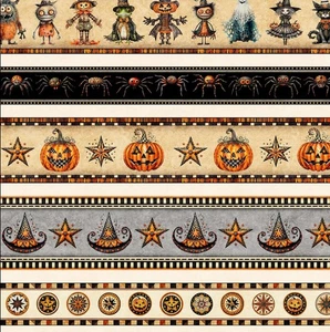 Quilting Treasures - Jeepers Creepers - Halloween Border Stripe - Multi, BTY - Picture 1 of 6
