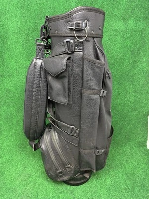 Bolsa de golfe esportiva vintage Belding Bushwhacker bolsa de carrinho de couro preta BOM!! ⛳️  - Imagem 1 de 4